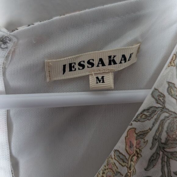 Jessakae Dress Maxi Ruffle Mute Floral 3/4 Smock Sleeve Flowy Faux Wrap Sz m - Picture 8 of 12